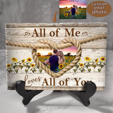 Personalized All Of Me Loves All Of You Sunflower Anniversary Stone Gift For Couple