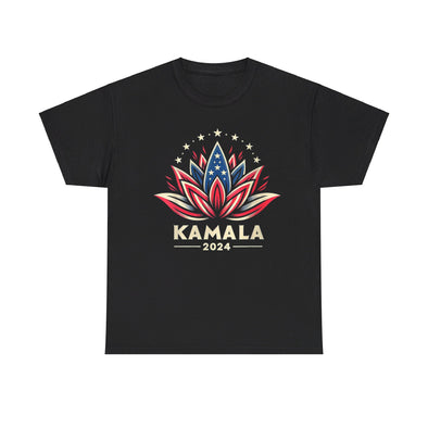 Womens Kamala Harris 2024 Presidential Campaign American Lotus T-Shirt  Unisex Heavy Cotton Tee