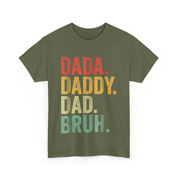 Men Dada Daddy Dad Bruh Fathers Day Vintage Funny Father T-Shirt Unisex Heavy Cotton Tee