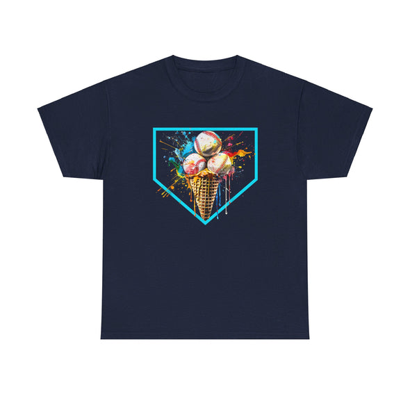 Baseball Home Plate Drip shirt Ice Cream Softball & Baseball T-Shirt Unisex Heavy Cotton Tee