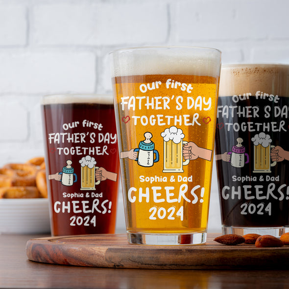 Our 1st Father's Day Personalized Beer Glass - Gift For Father's Day