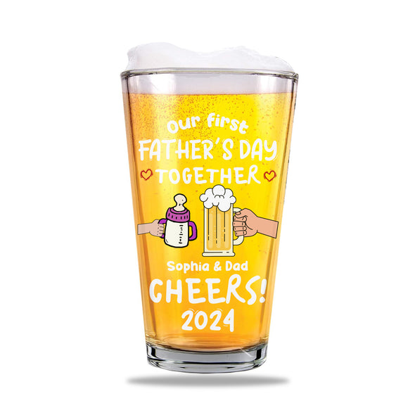 Our 1st Father's Day Personalized Beer Glass - Gift For Father's Day