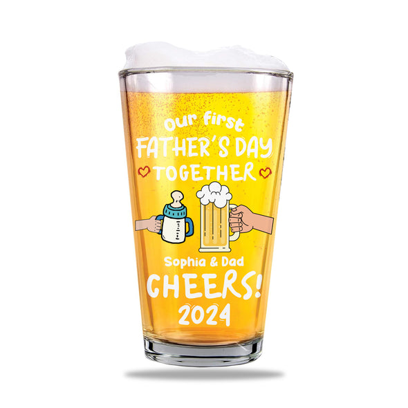 Our 1st Father's Day Personalized Beer Glass - Gift For Father's Day