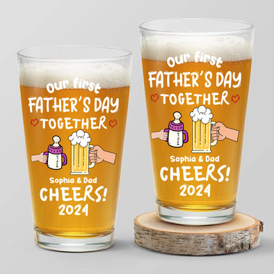 Our 1st Father's Day Personalized Beer Glass - Gift For Father's Day