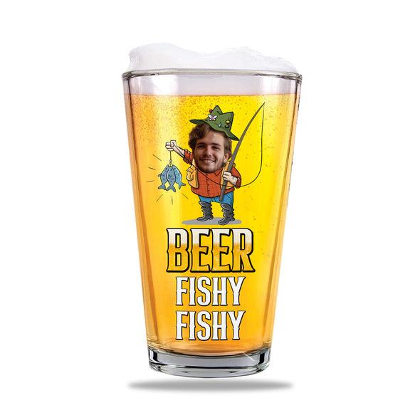 Beer Fishy Fishy Personalized Beer Glass - Gift For Father's Day, Funny Dad