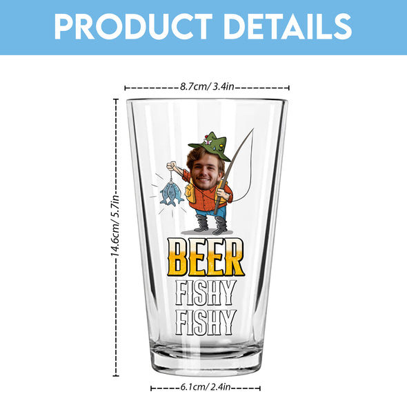 Beer Fishy Fishy Personalized Beer Glass - Gift For Father's Day, Funny Dad