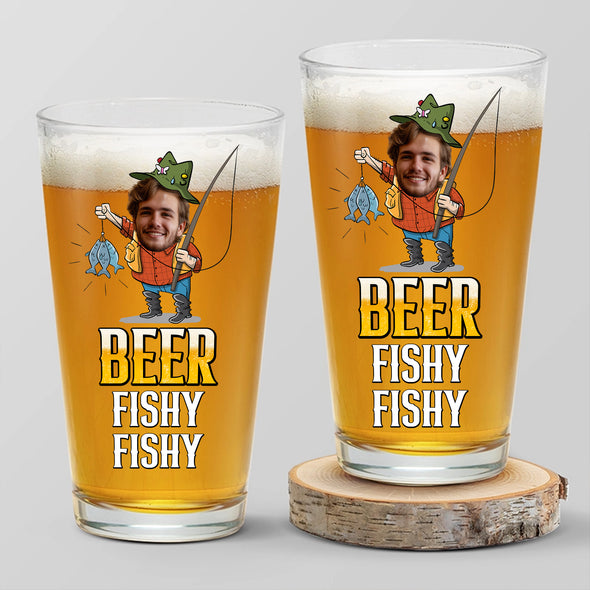 Beer Fishy Fishy Personalized Beer Glass - Gift For Father's Day, Funny Dad