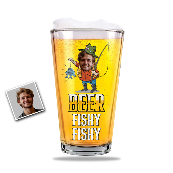 Beer Fishy Fishy Personalized Beer Glass - Gift For Father's Day, Funny Dad