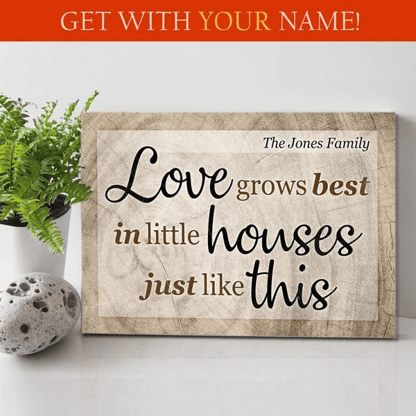 Personalized Love Grows Best Premium Canvas