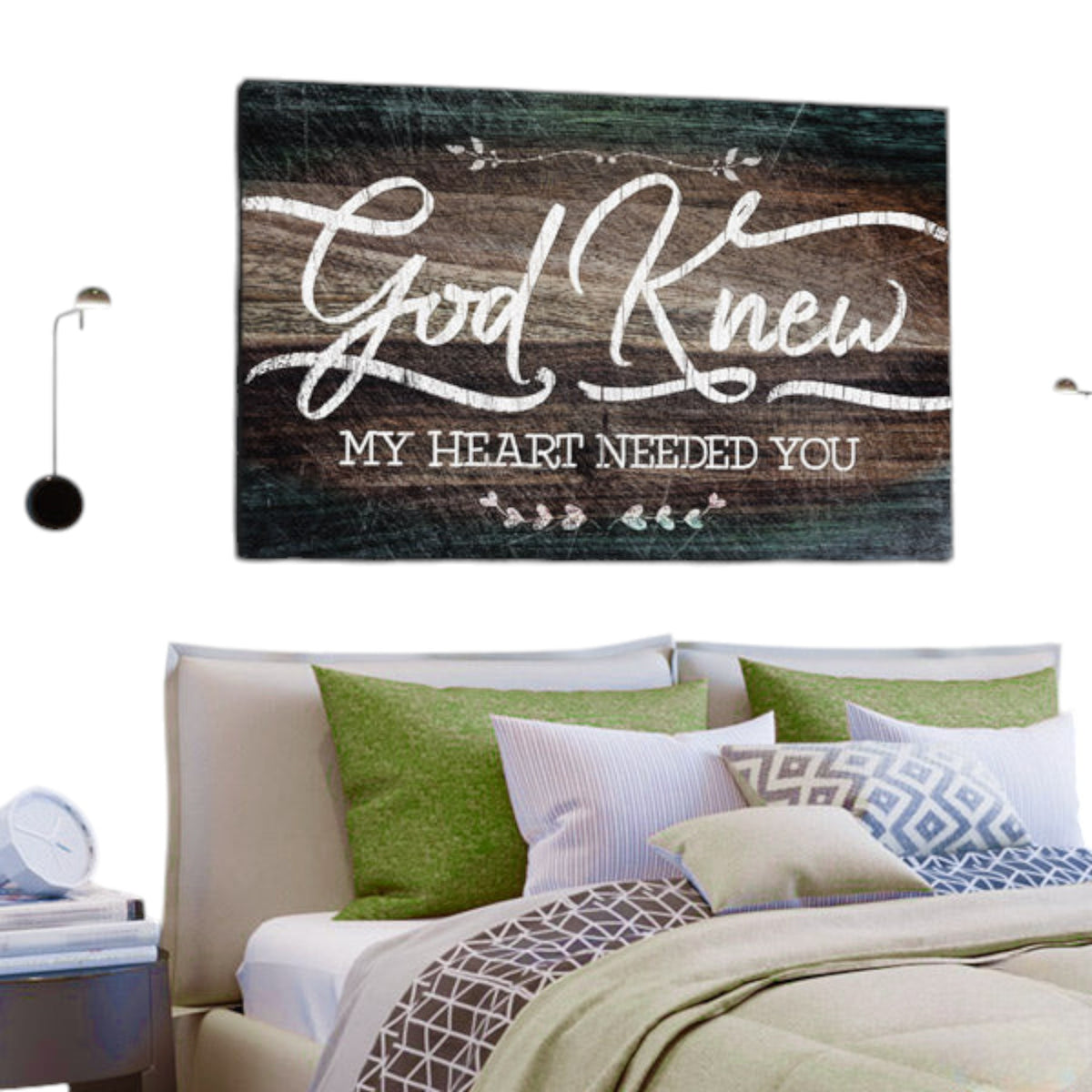 God Knew My Heart Needed You Dark Wood Rustic Canvas Wall Art – Christian Wall Decor