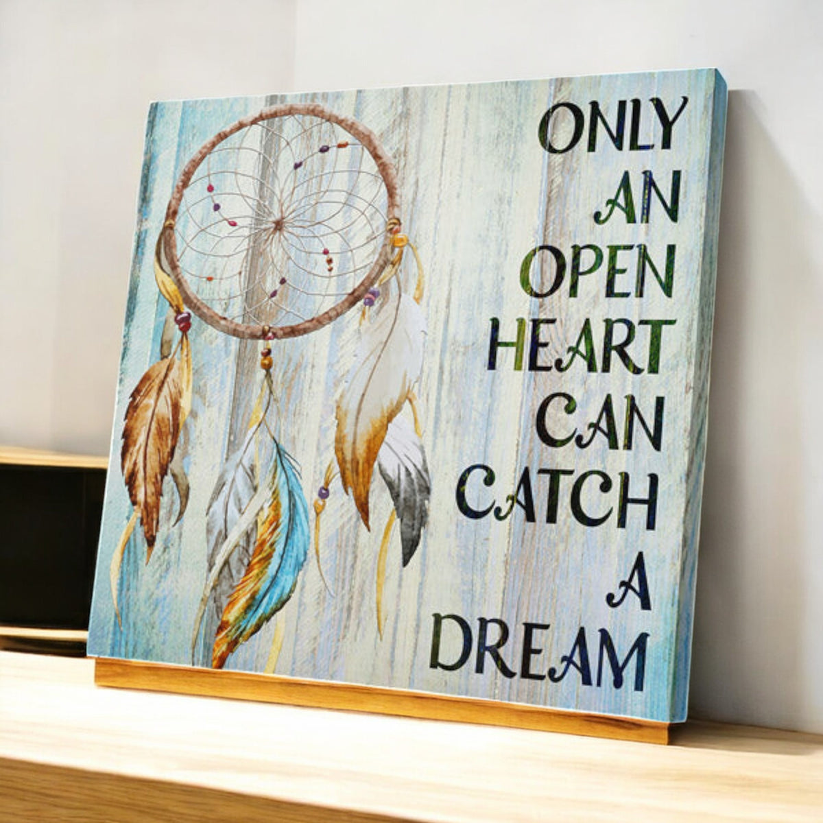 Only An Open Heart Can Catch A Dream Dreamcatcher Premium Canvas