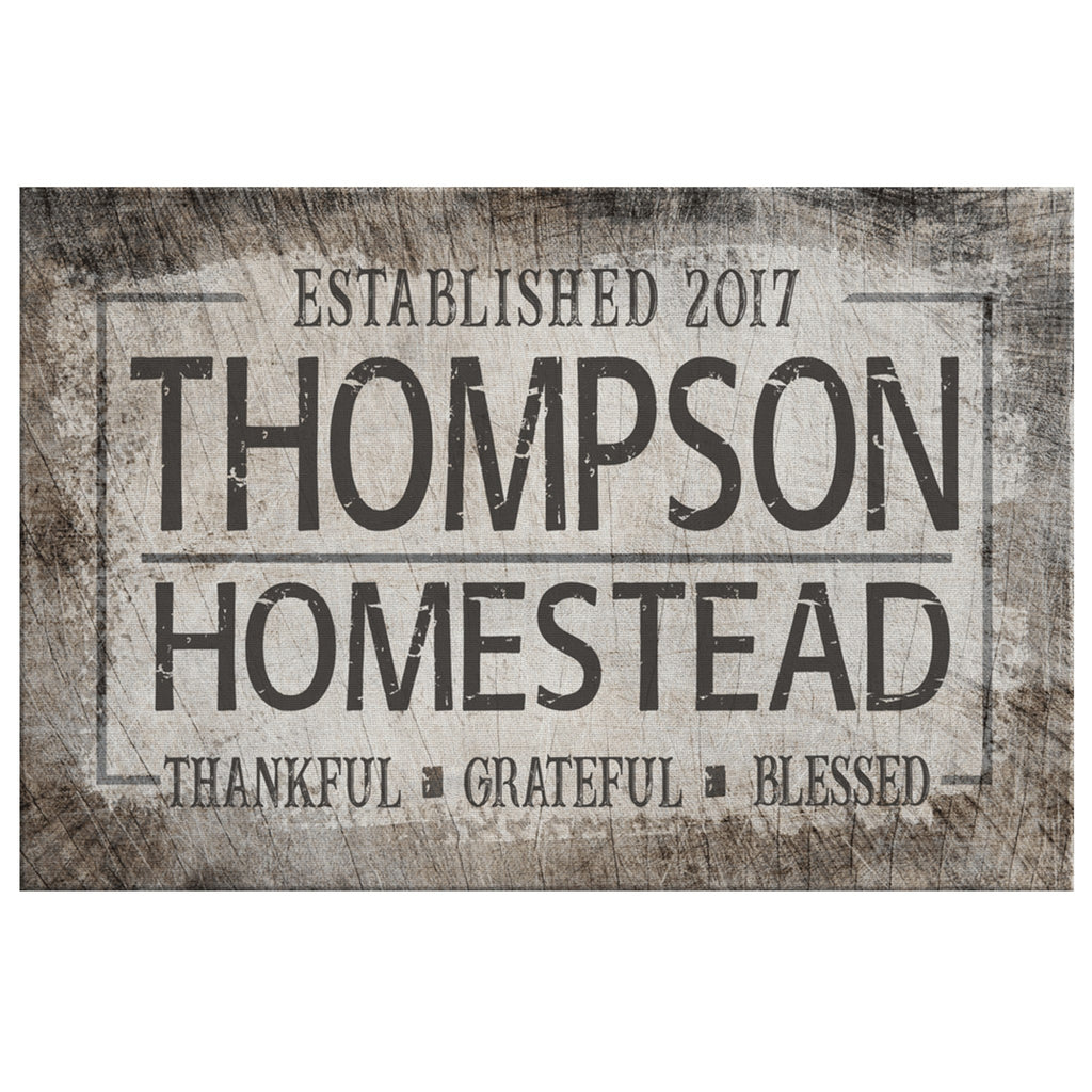 Personalized Homestead: Thankful, Grateful, Blessed Premium Canvas Wall Art