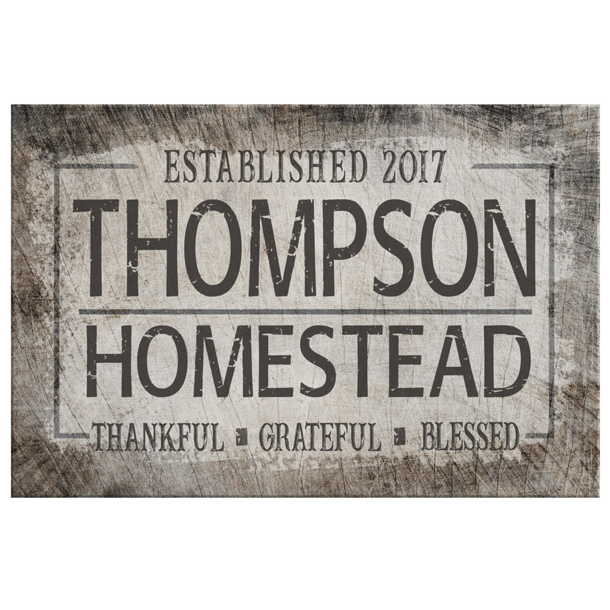 Personalized Homestead: Thankful, Grateful, Blessed Premium Canvas Wall Art