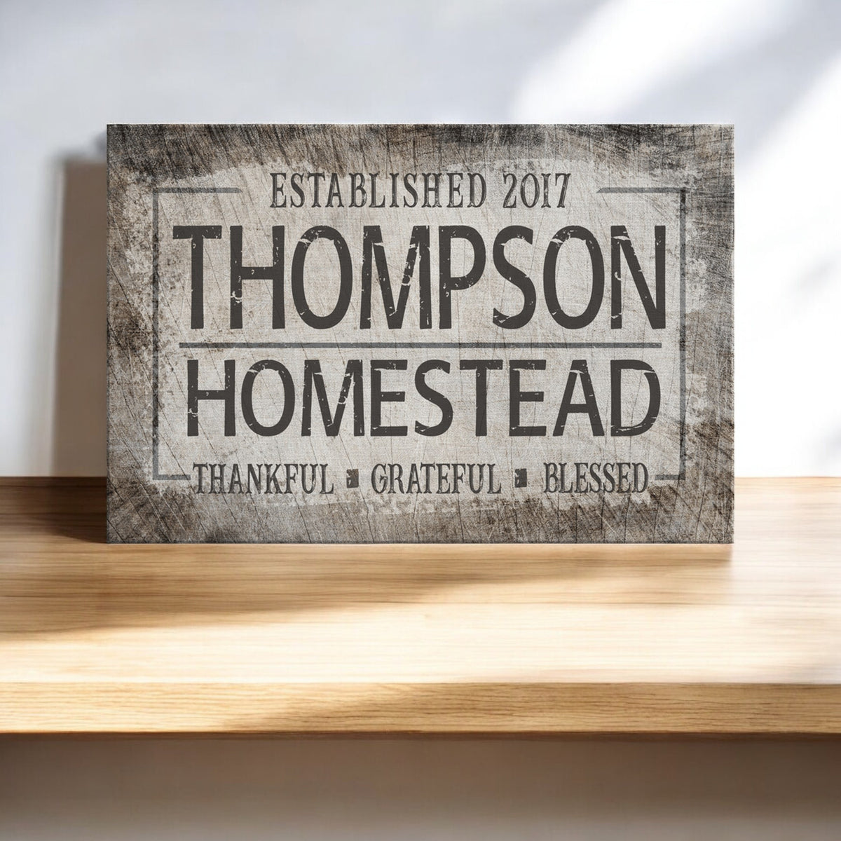 Personalized Homestead: Thankful, Grateful, Blessed Premium Canvas Wall Art