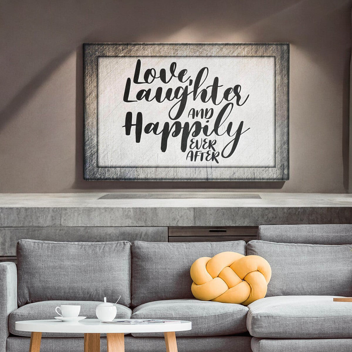 Love, Laughter & Happily Ever After Premium Rustic Canvas
