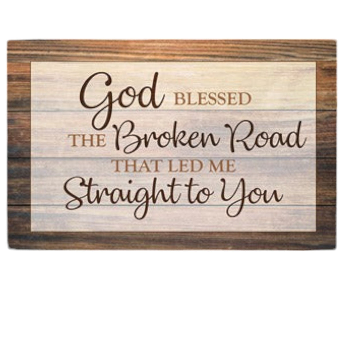 God Blessed The Broken Road Wood Sign Canvas Wall Art – Christian Wall Decor