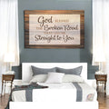 God Blessed The Broken Road Wood Sign Canvas Wall Art – Christian Wall Decor