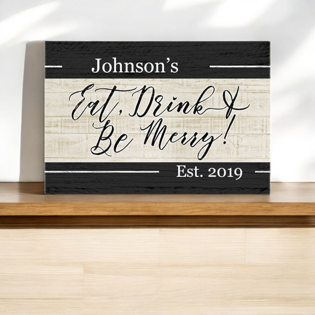 Personalized Eat, Drink, & Be Merry Premium Canvas