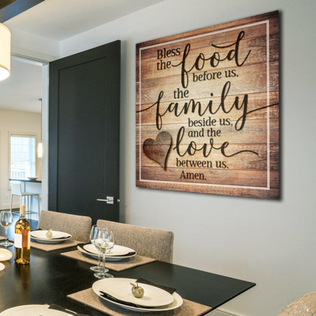 Food, Family, Love Premium Canvas