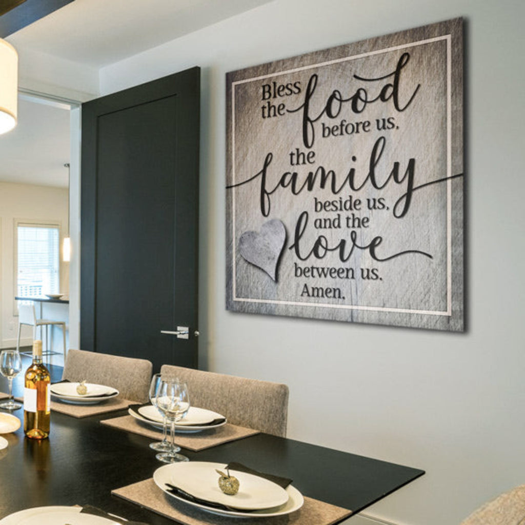 Food, Family, Love Premium Canvas