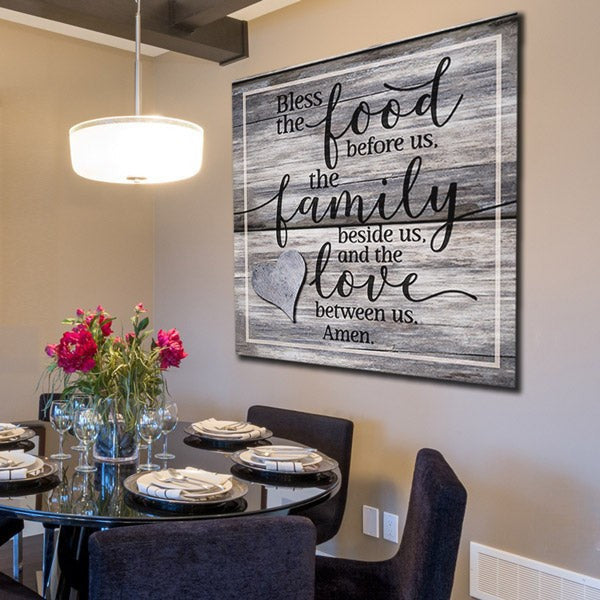 Food, Family, Love Premium Canvas