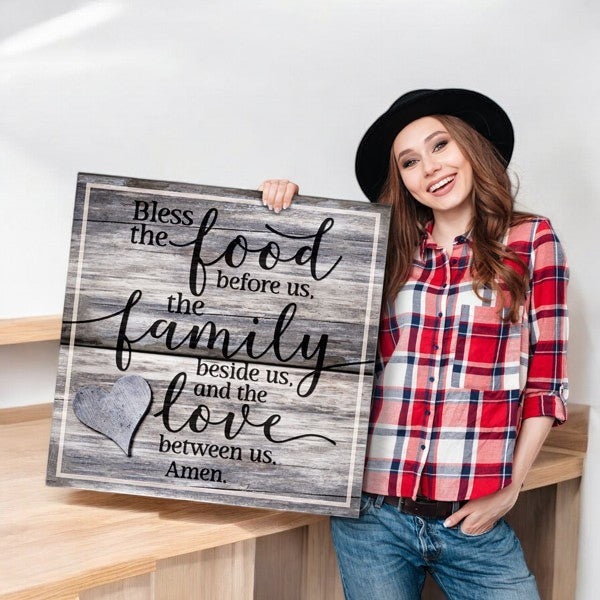 Food, Family, Love Premium Canvas