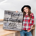 Food, Family, Love Premium Canvas