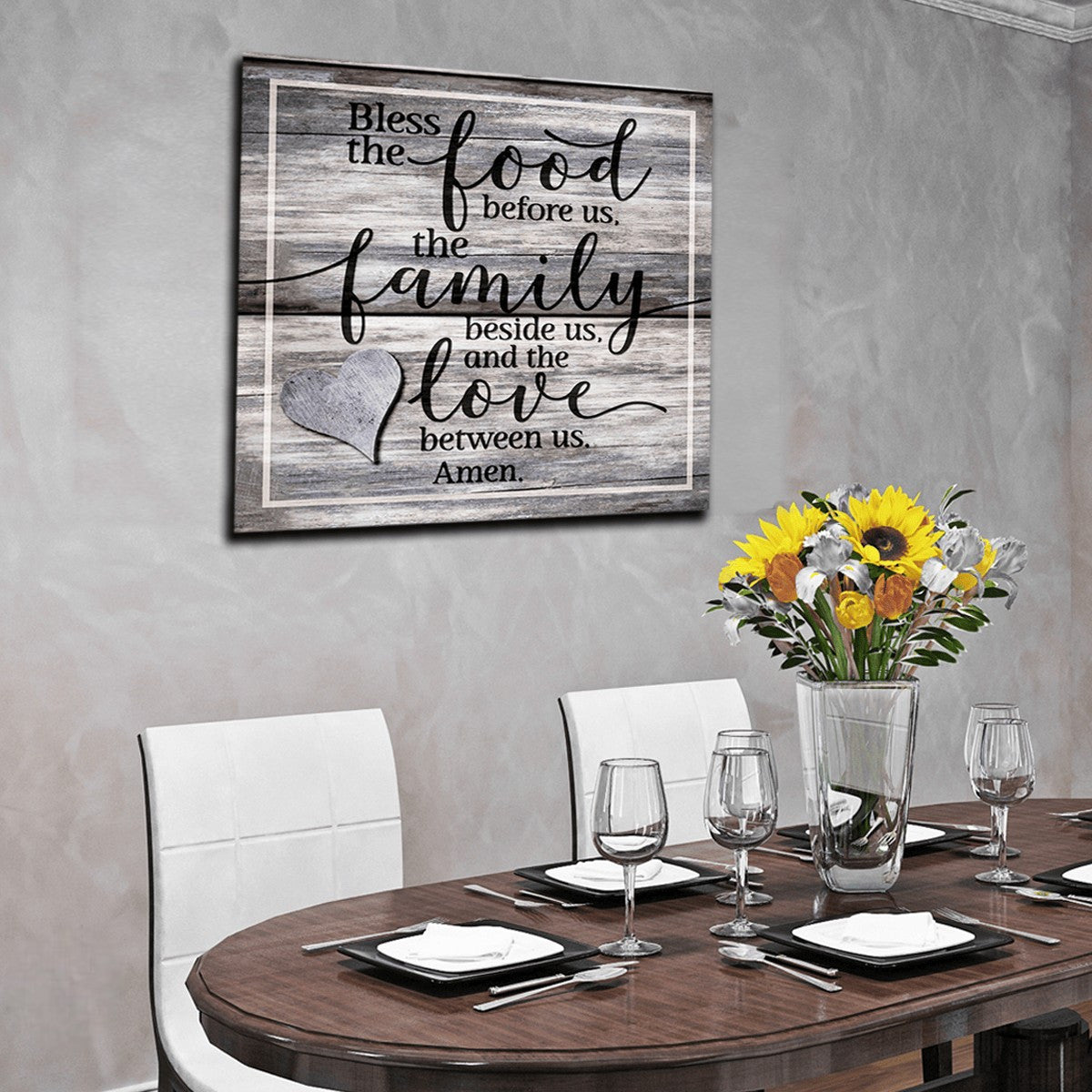 Food, Family, Love Premium Canvas