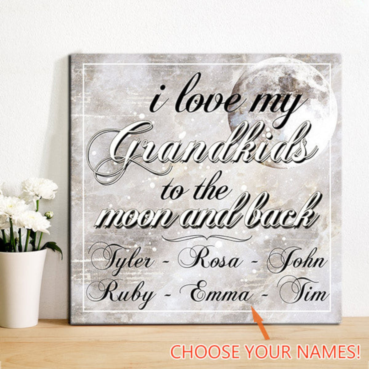 Personalized I Love My Grandkids To The Moon And Back Premium Canvas