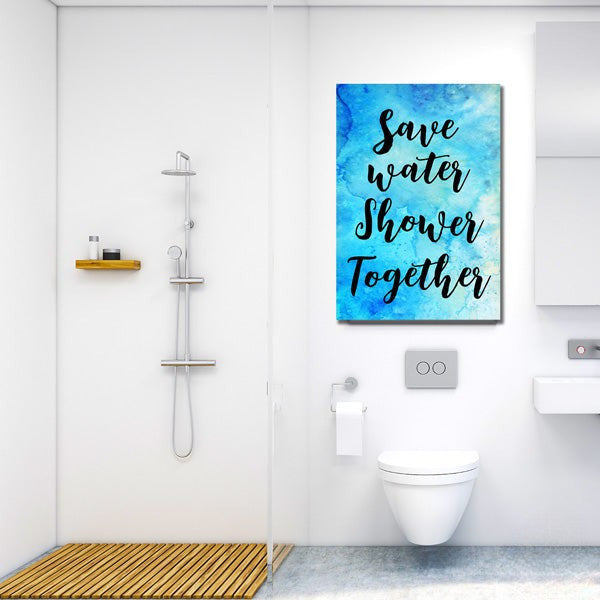 Save Water - Shower Together Canvas Wall Art – Funny Bathroom Decor