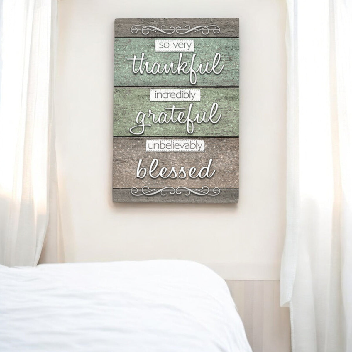 So Very Thankful, Grateful, Blessed Premium Rustic Canvas