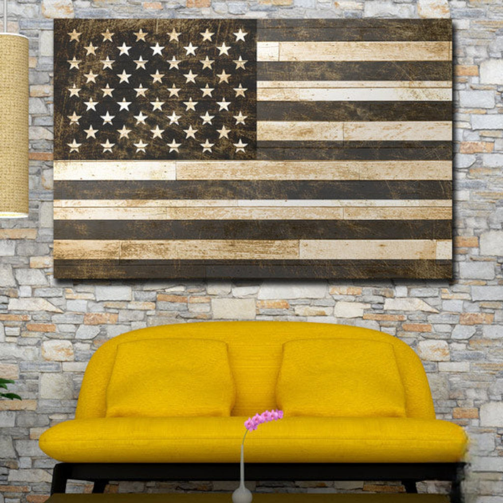 Black And White American Flag Premium Canvas