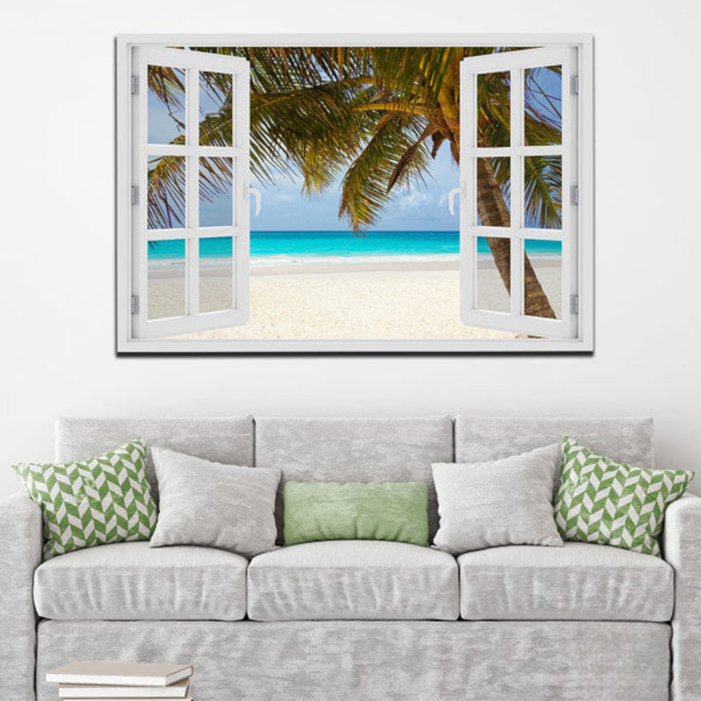 Palm Beach Window View Premium Canvas