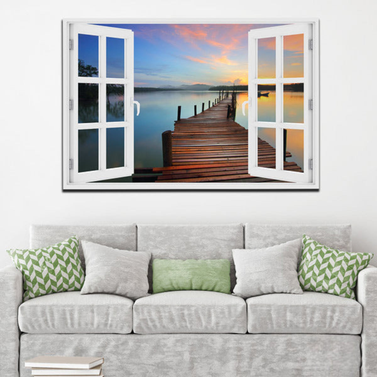 Beach Boardwalk Window View Premium Canvas