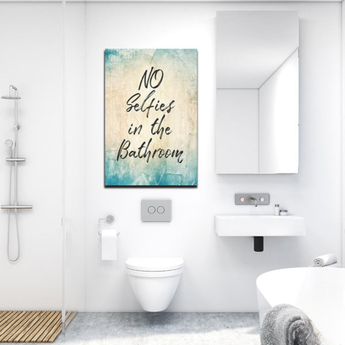 No Selfies In The Bathroom Premium Canvas