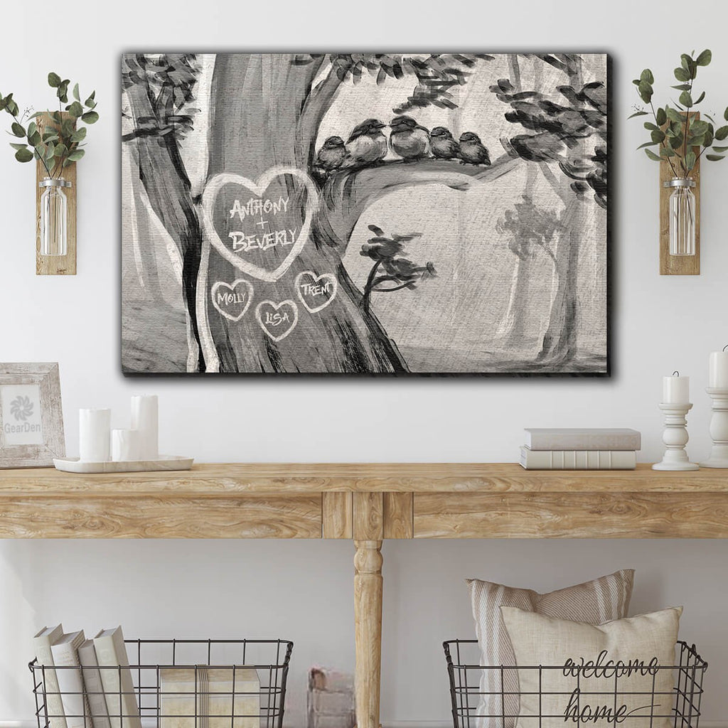 Personalized Birds On A Tree Family/Couples Premium Canvas