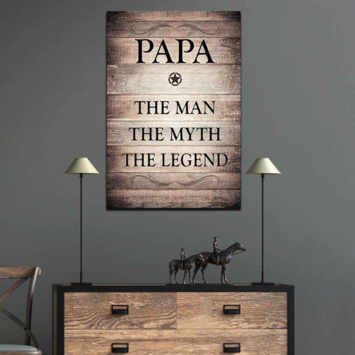 Papa - The Man, Myth, Legend Premium Rustic Canvas
