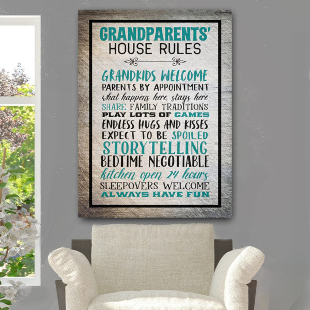 Grandparents House Rules Premium Canvas