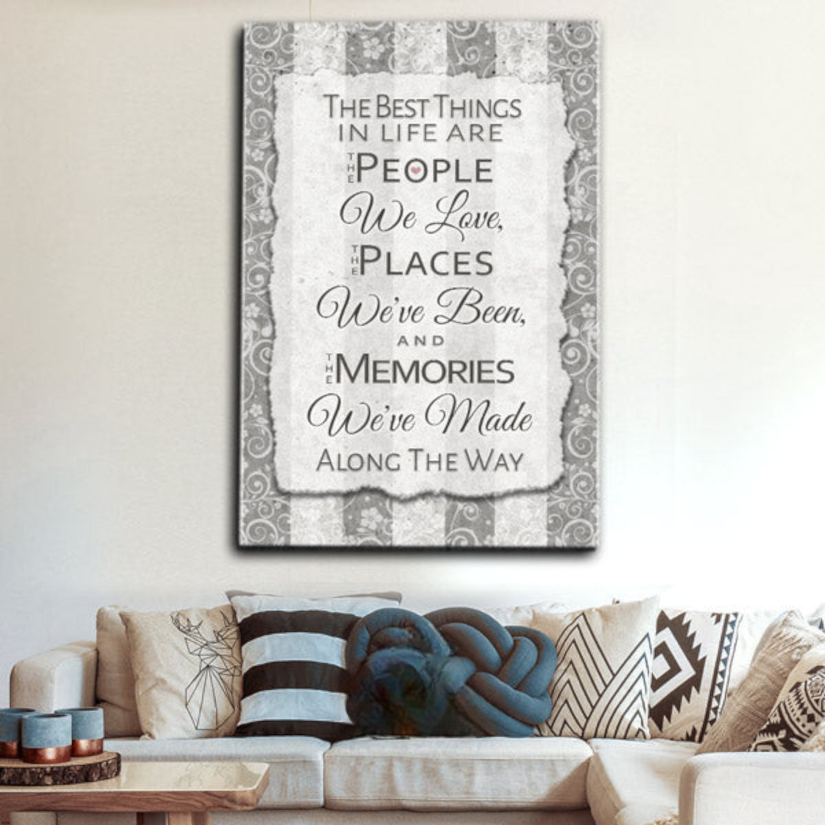 Best Things In Life - People, Places, Memories Canvas Wall Art – Living Room Decor