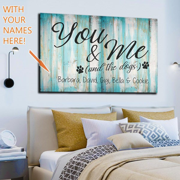Personalized You & Me And The Dogs Premium Canvas