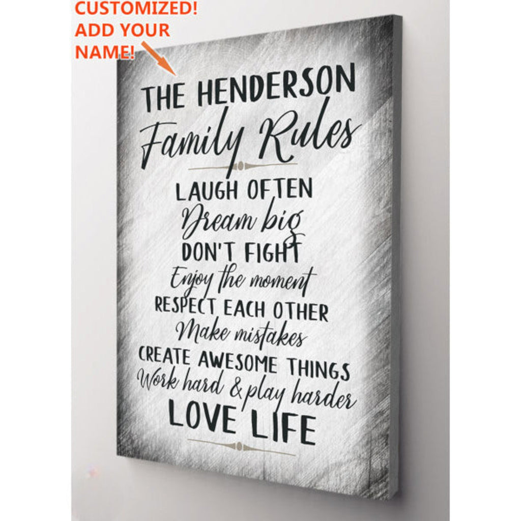 Personalized Family Rules.. Premium Canvas