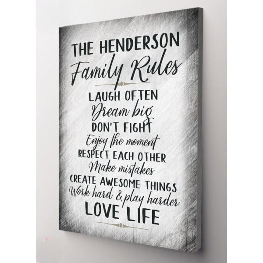 Personalized Family Rules.. Premium Canvas