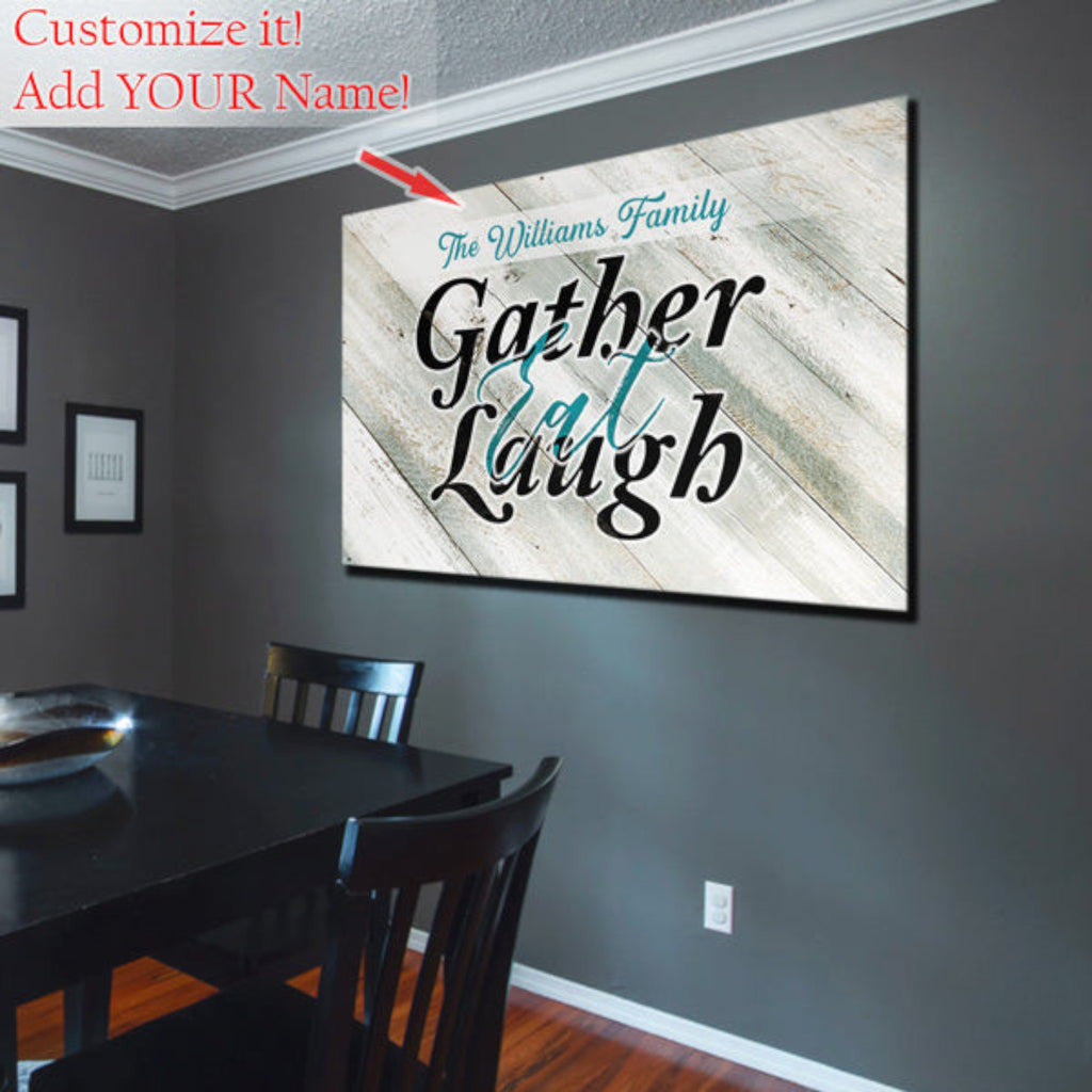 Personalized Gather, Eat, Laugh Premium Canvas