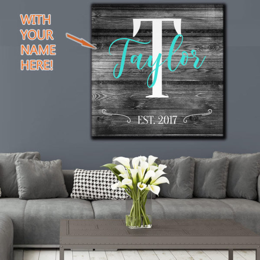 Personalized Family Name Color-Choice Premium Canvas