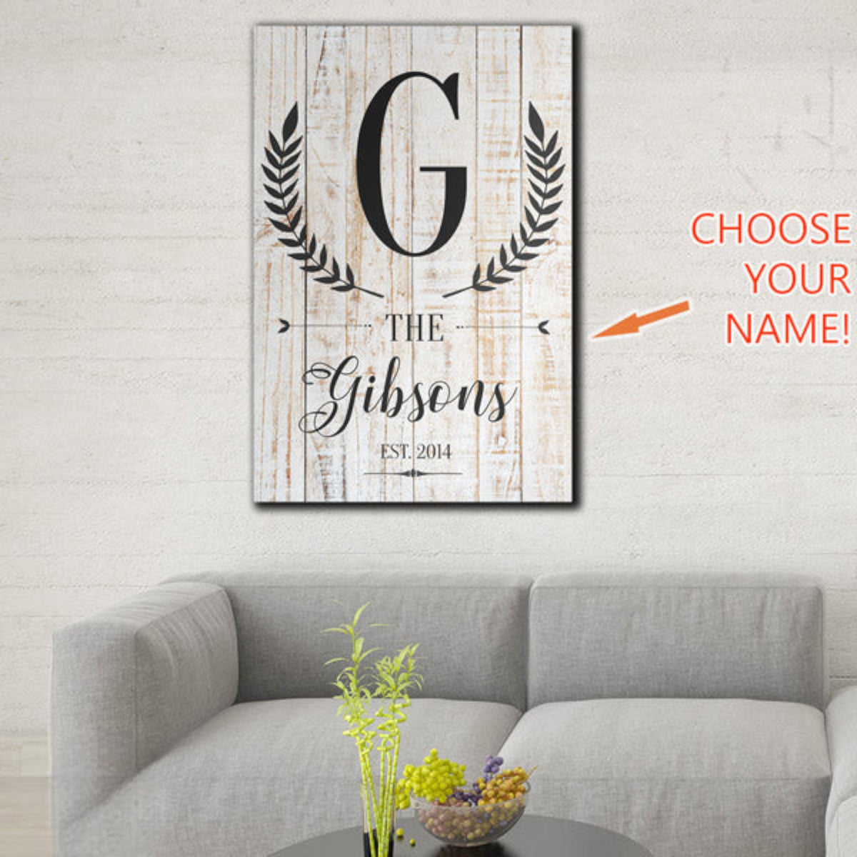 Personalized Family Initial and Name Premium Canvas