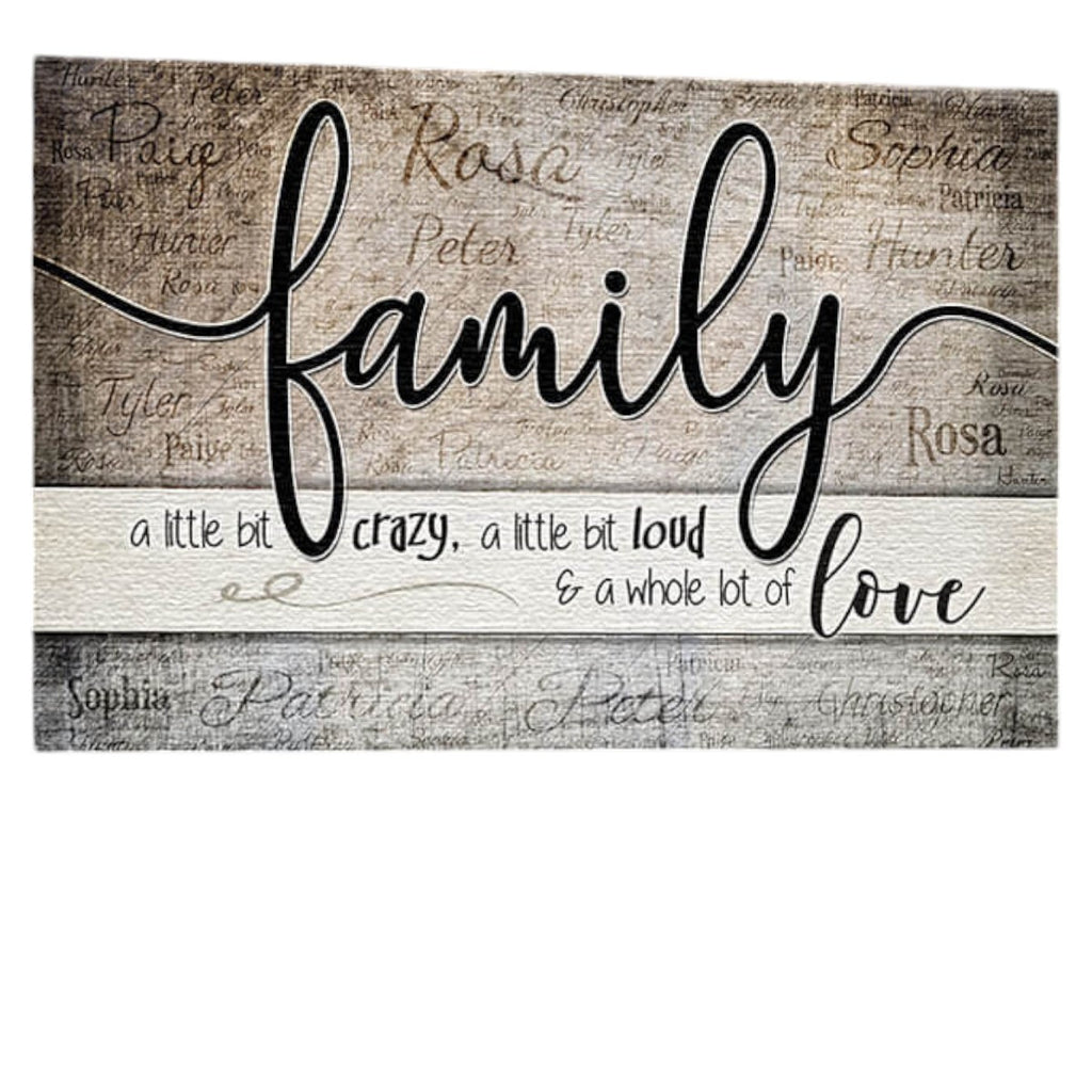 Personalized Family - Crazy...Love With Names on Background Premium Canvas