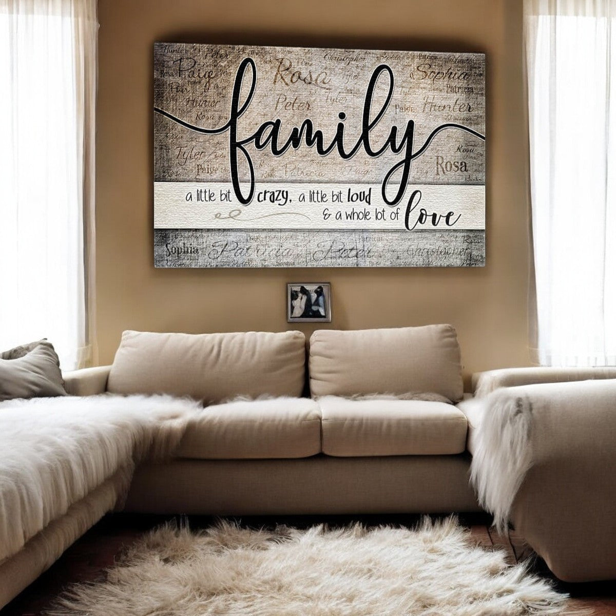 Personalized Family - Crazy...Love With Names on Background Premium Canvas