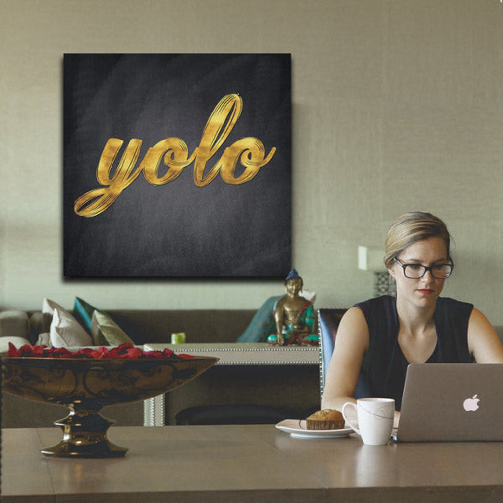 Yolo Gold Typography Premium Canvas