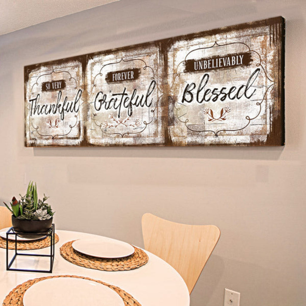 Thankful, Grateful, Blessed Premium Panoramic Canvas