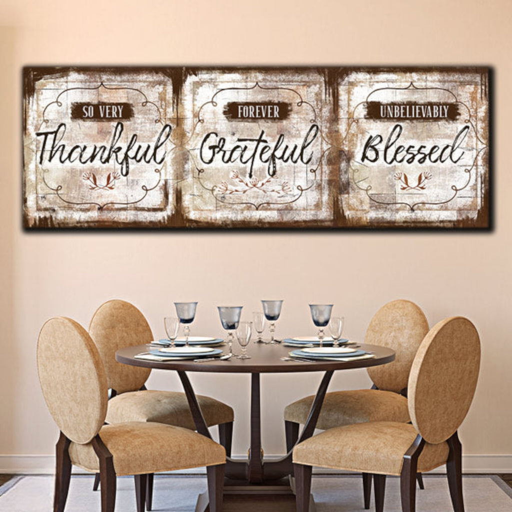 Thankful, Grateful, Blessed Premium Panoramic Canvas